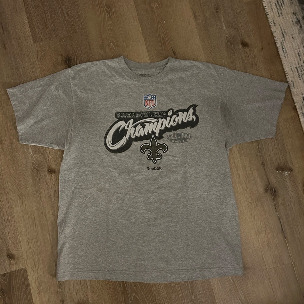 Reebok Super Bowl New Orleans Saints Gray T-Shirt